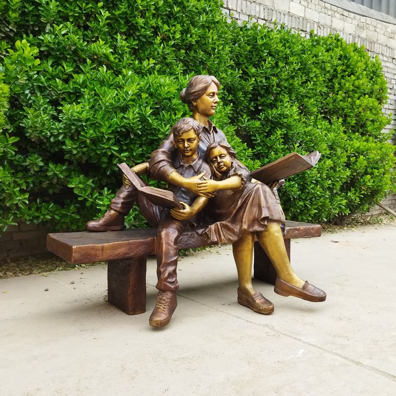 Reading Stories on Bench Sculpture