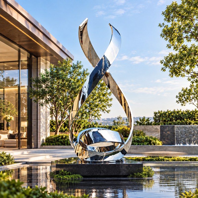 stainless steel twisting sculpture