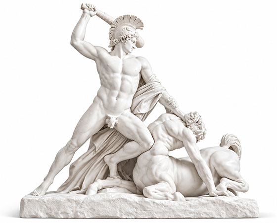 white marble Theseus Slaying the Centaur Bianor