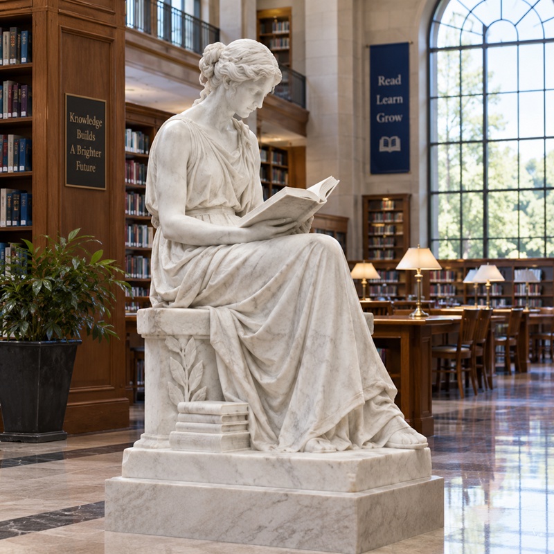 woman reading statue